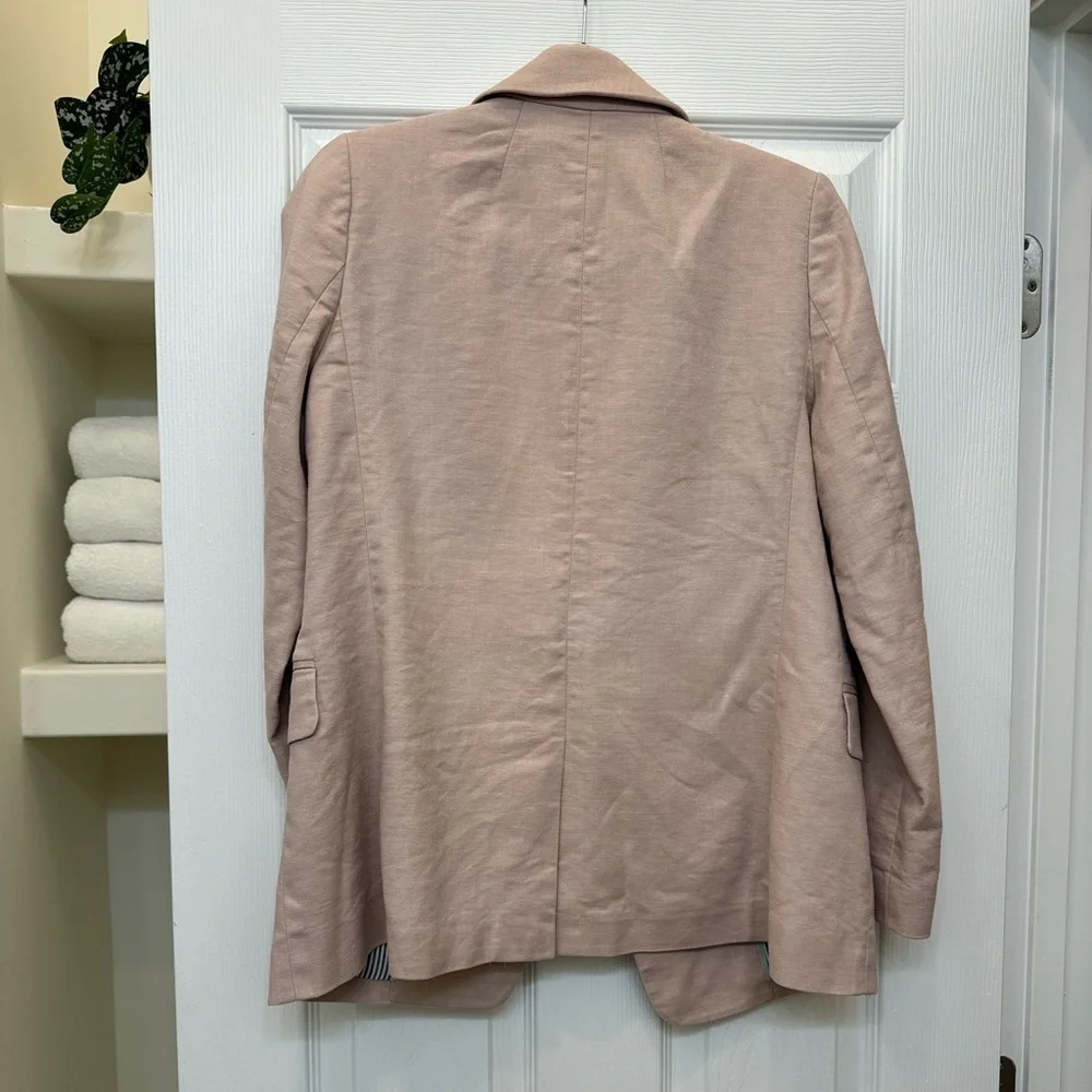 J. Crew Bristol Double-Breasted Blazer in Pale Pink Stretch Linen Size 6